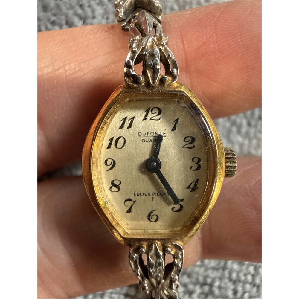 Dufonte by Lucien Piccard Wristwatch Gold Dial Bracelet Analog Quartz Running